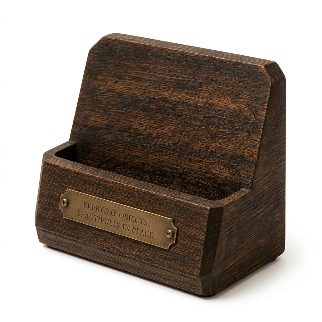 Cufuqnis™ Foundry Wood Desk Stand – Handcrafted Phone, Note & Card Display Holder