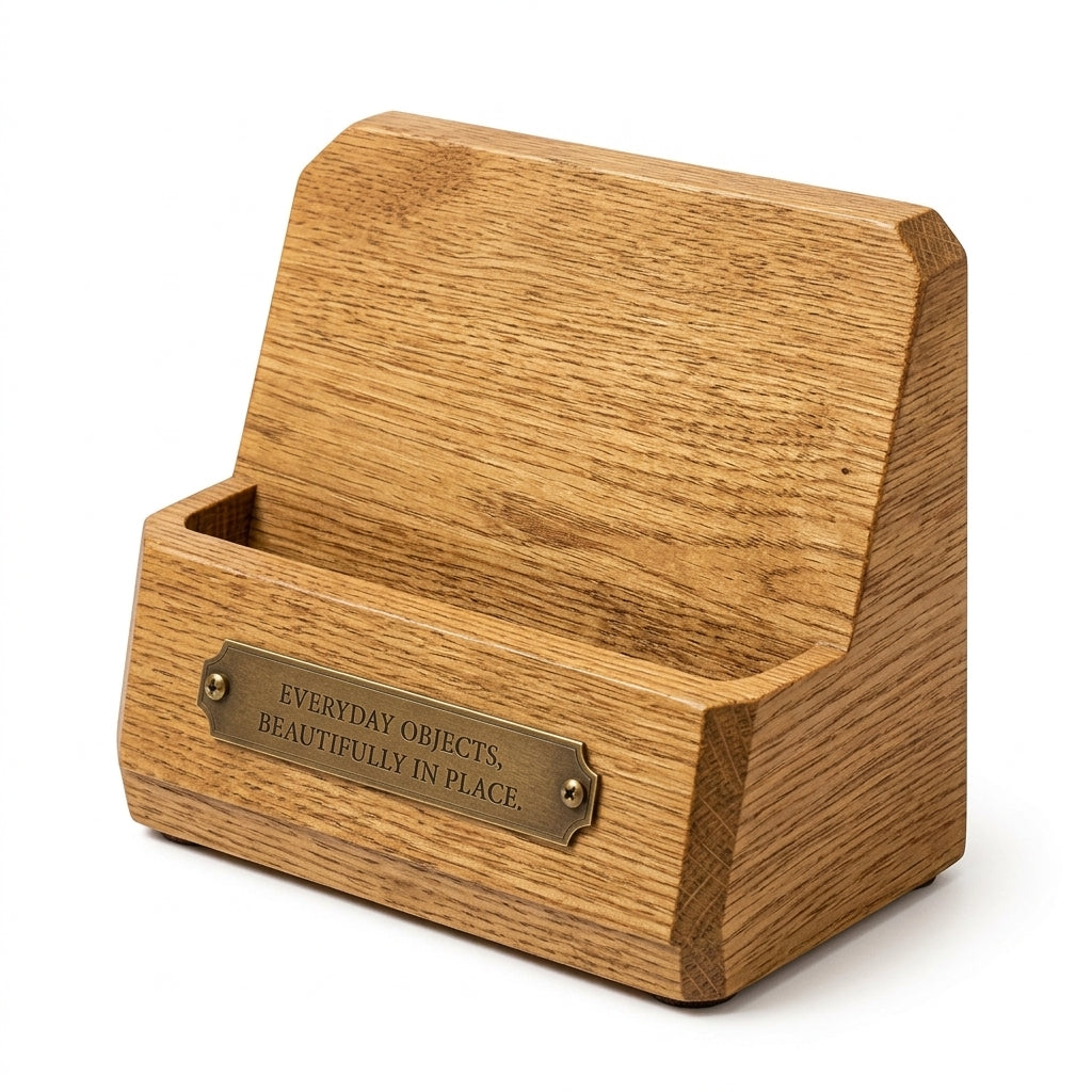 Cufuqnis™ Foundry Wood Desk Stand – Handcrafted Phone, Note & Card Display Holder