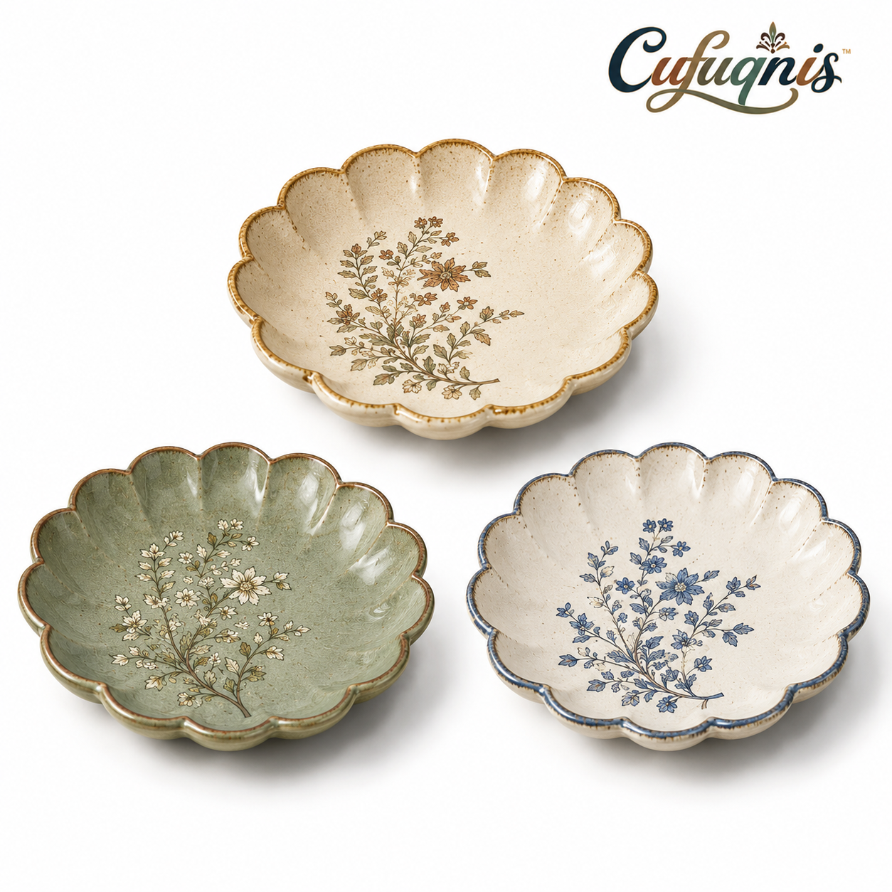 Cufuqnis™ Hearthstone Ceramic Trinket Dish – Handmade Scalloped Jewelry & Vanity Tray