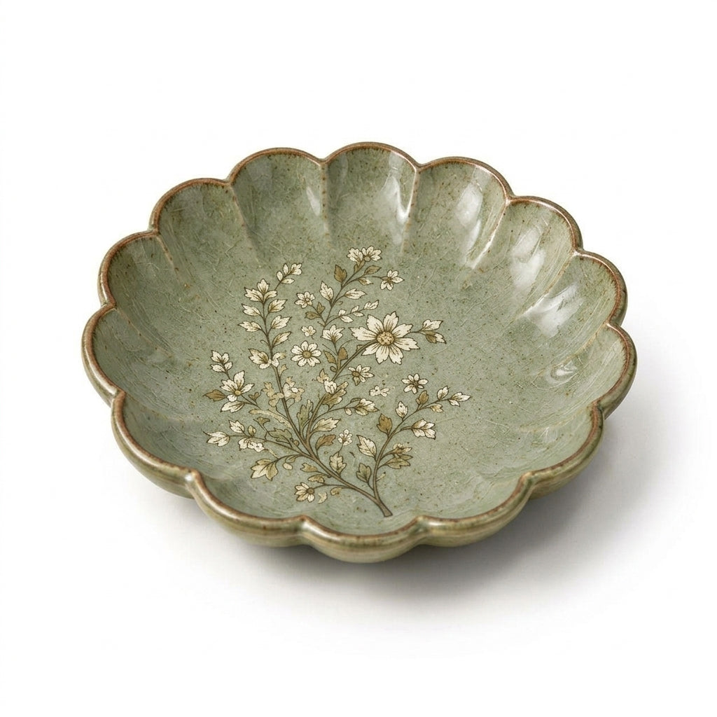 Cufuqnis™ Hearthstone Ceramic Trinket Dish – Handmade Scalloped Jewelry & Vanity Tray