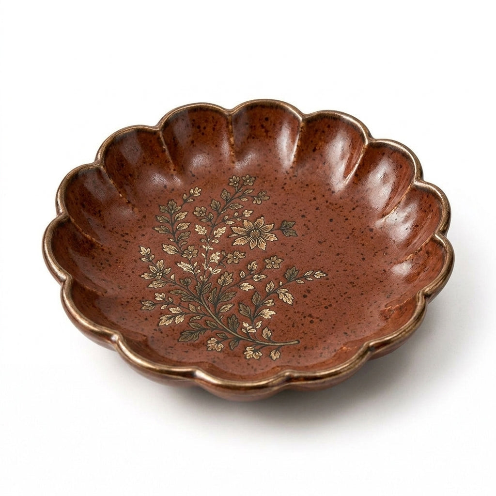 Cufuqnis™ Hearthstone Ceramic Trinket Dish – Handmade Scalloped Jewelry & Vanity Tray