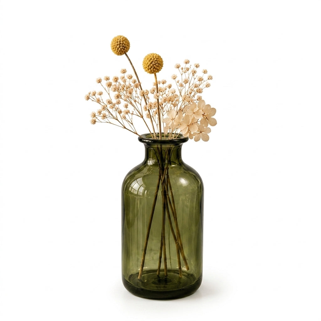 Cufuqnis™ Apothecary Amber Glass Vase – Hand-Finished Vintage Bud Vase & Botanical Vessel