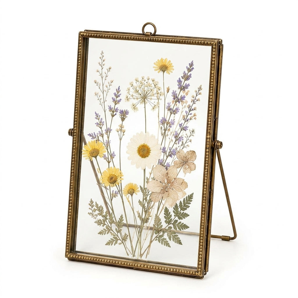 Cufuqnis™ Botanist's Pressed Flower Frame – Handmade Double-Glass Vintage Display Frame