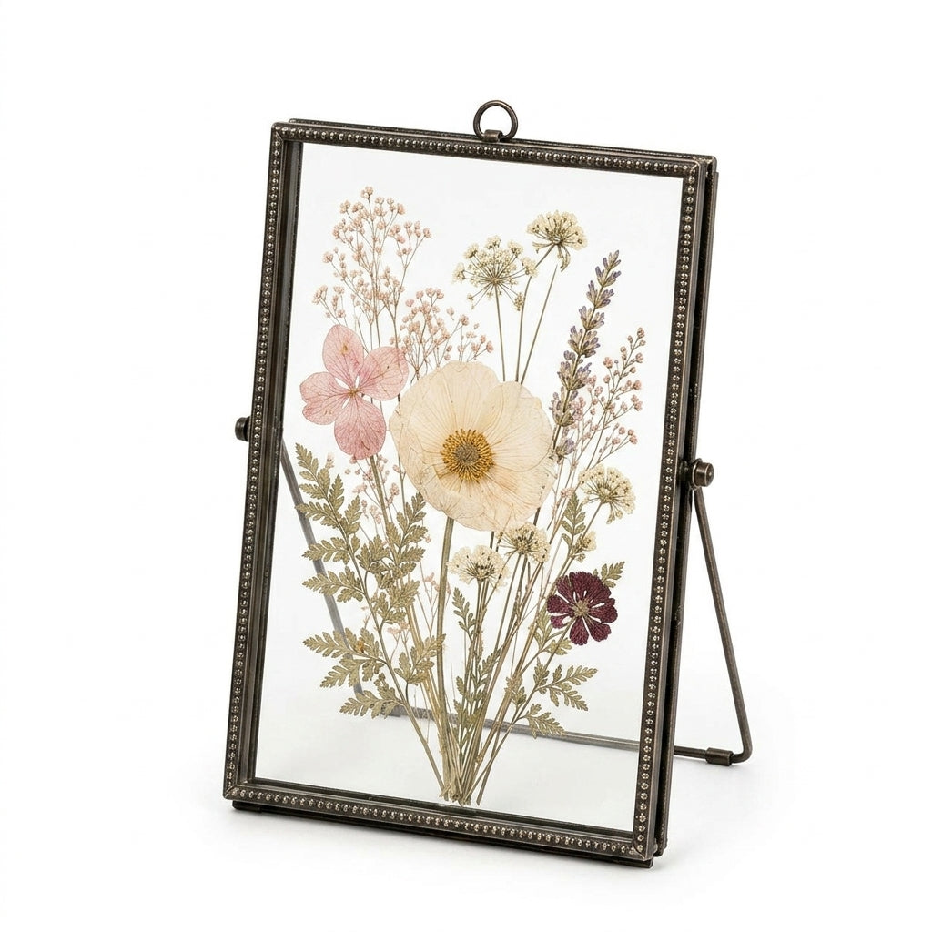 Cufuqnis™ Botanist's Pressed Flower Frame – Handmade Double-Glass Vintage Display Frame