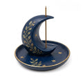 Cufuqnis™ Nocturne Ceramic Incense Holder – Handmade Moon & Botanical Catchall Burner
